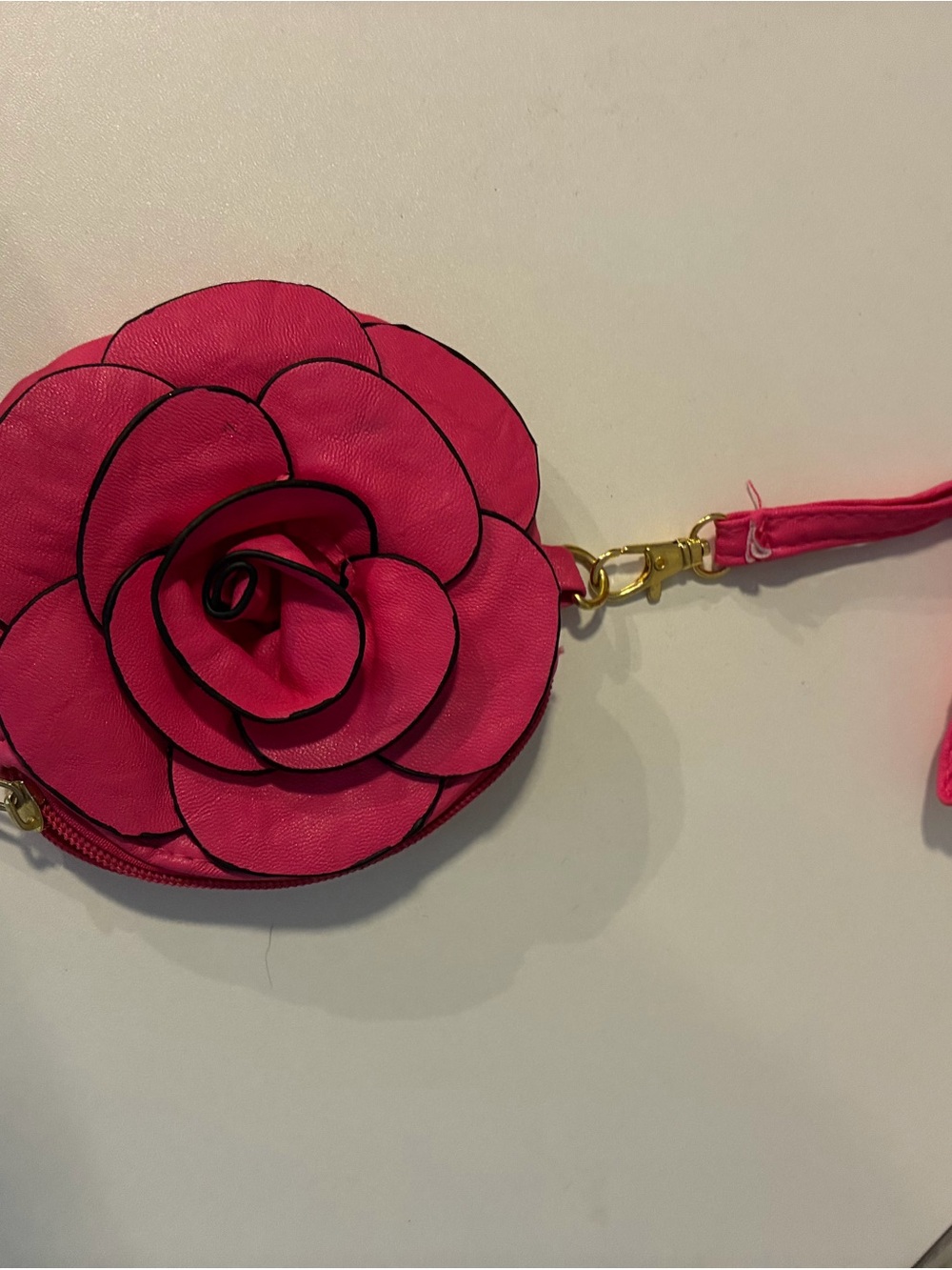 Pink Floral Leather Wristlet Bag by SAX